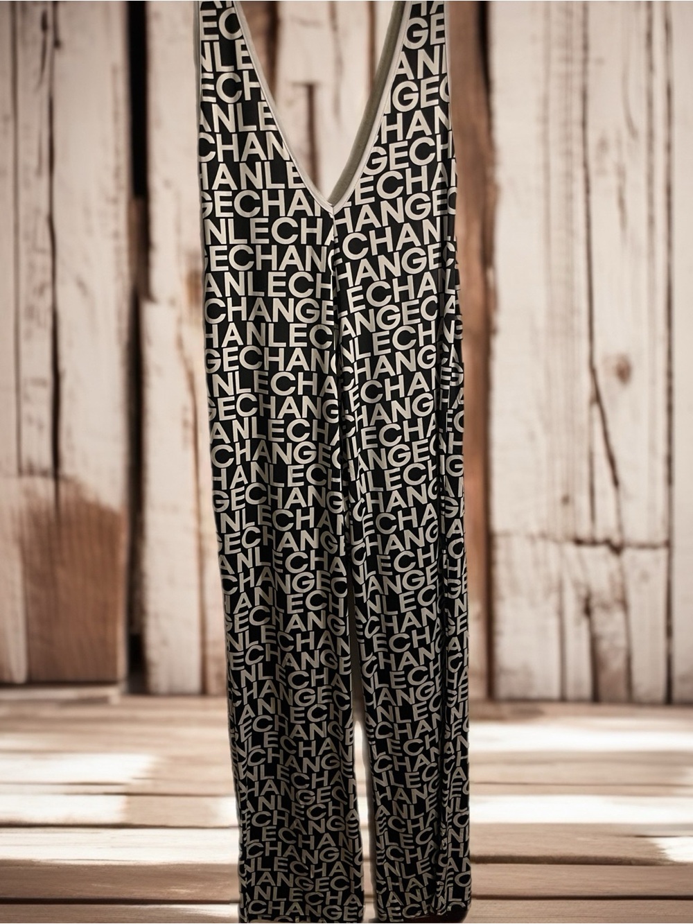 Black & White Graphic Knit Jumpsuit